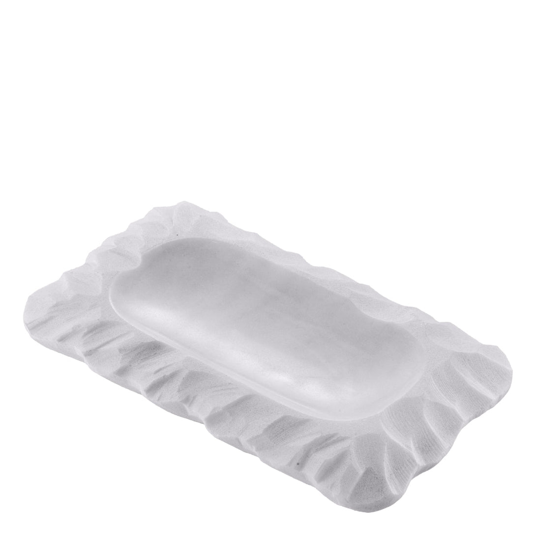 Tray Mauro Honed White Marble Accessories Eichholtz