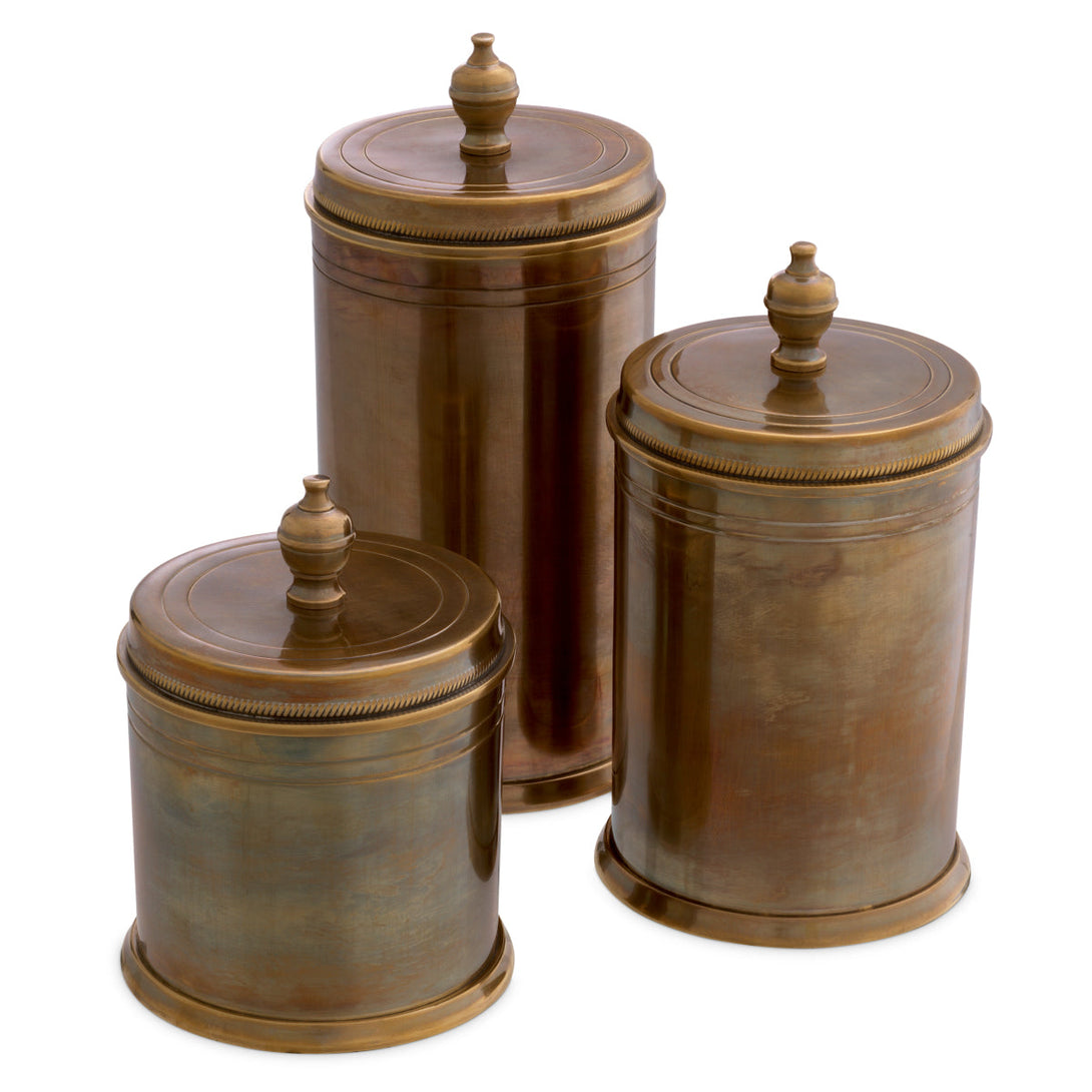 Box Gaston Set Of 3 Vintage Brass Finish Accessories Eichholtz