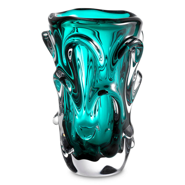 Vase Aila L Hand Blown Turquoise Colour Accessories Eichholtz