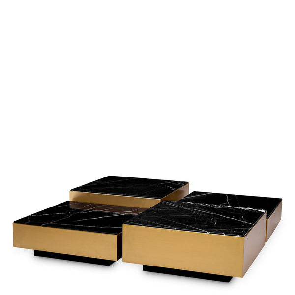 Coffee Table Esposito Set Of 4 Brushed Brass Honed Black Marble Furniture Eichholtz