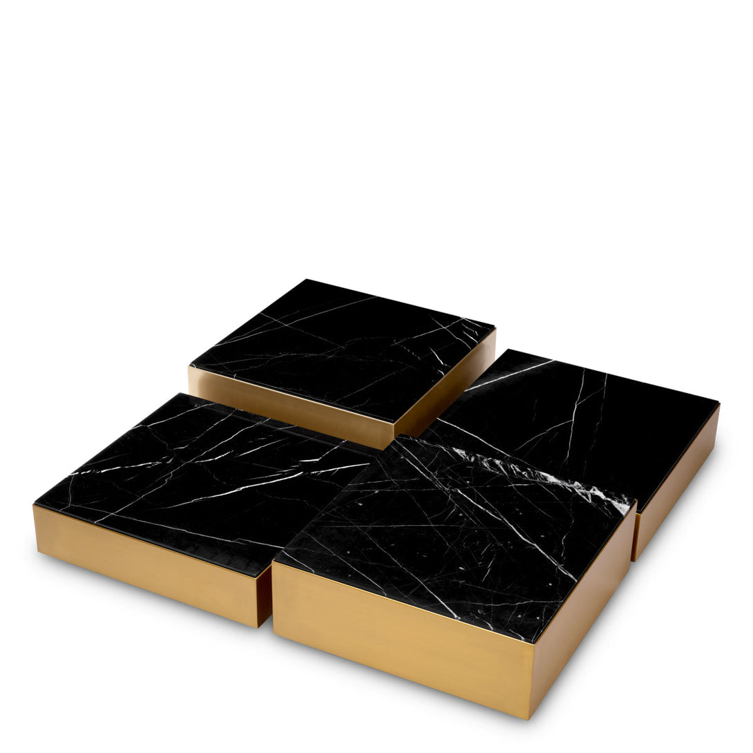 Coffee Table Esposito Set Of 4 Brushed Brass Honed Black Marble Furniture Eichholtz