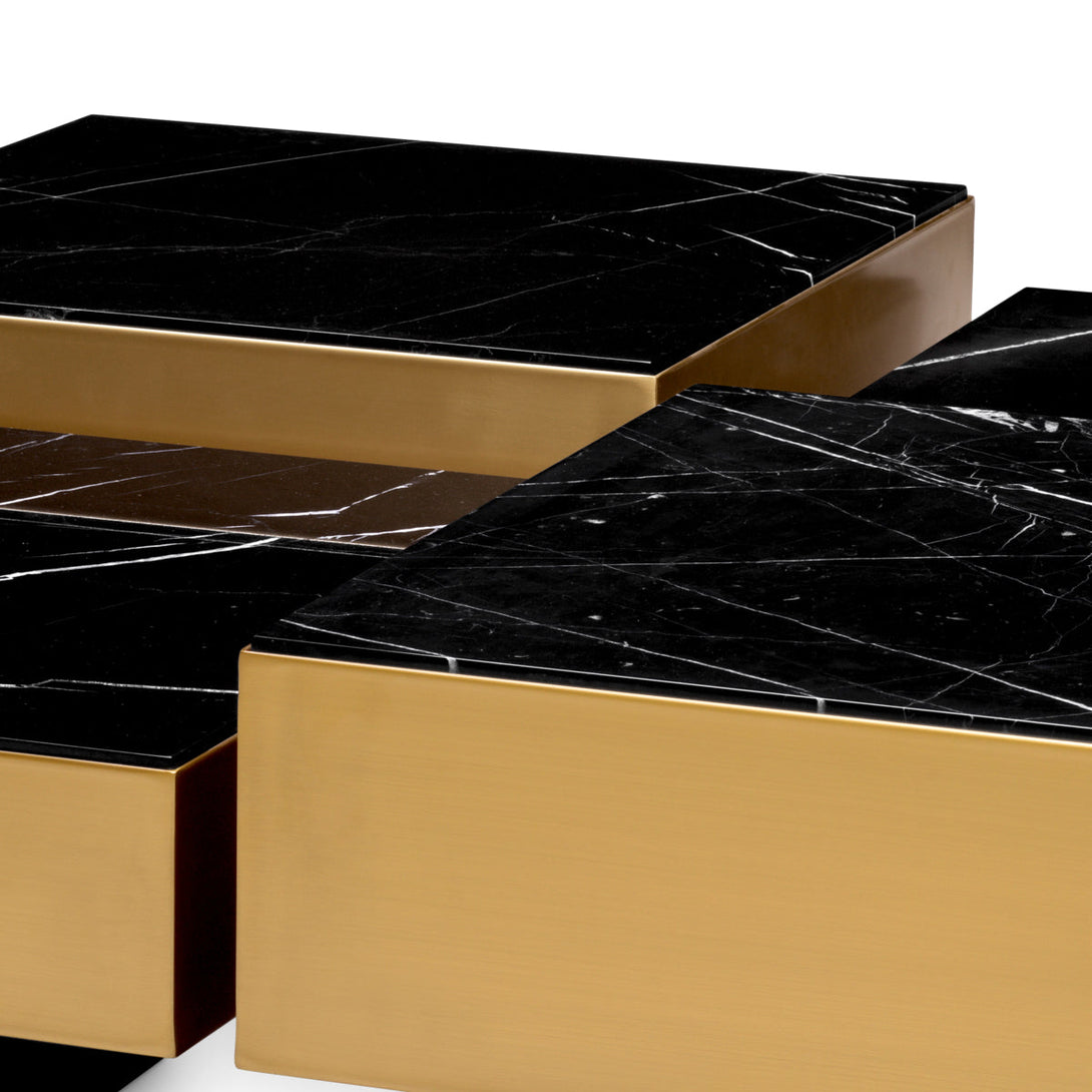 Coffee Table Esposito Set Of 4 Brushed Brass Honed Black Marble Furniture Eichholtz