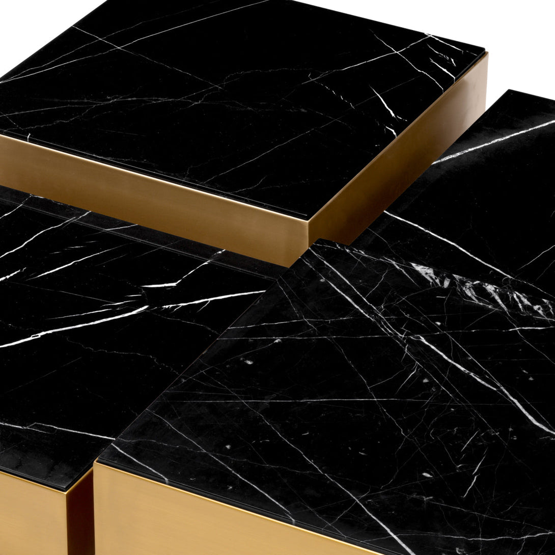 Coffee Table Esposito Set Of 4 Brushed Brass Honed Black Marble Furniture Eichholtz