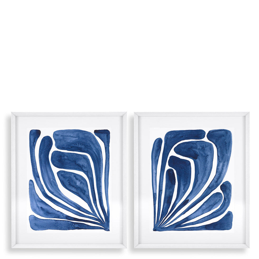 Print Blue stylized leaf set of 2 Accessories Eichholtz