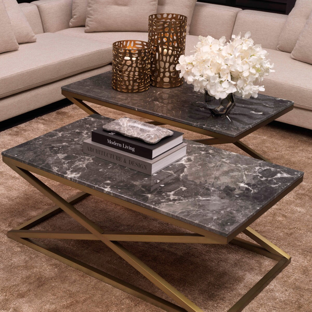 Coffee Table Criss Cross Brushed Brass Finish Furniture Eichholtz