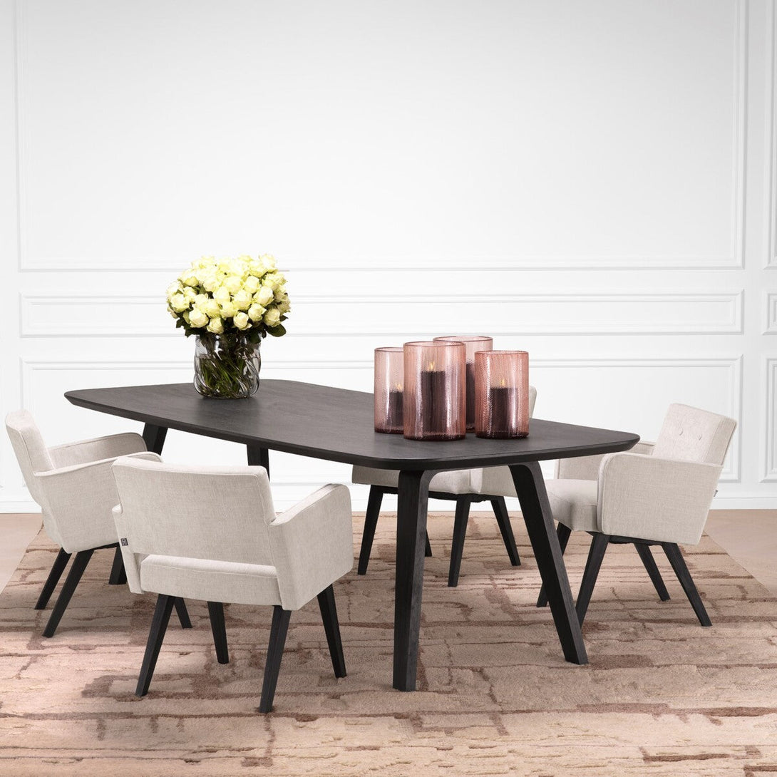 Dining Table Glover Charcoal Grey Oak Veneer - Image 2