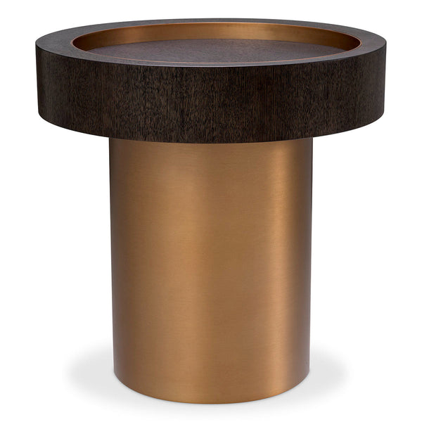 Side Table Otus Round Mocha Oak Veneer - Image 1