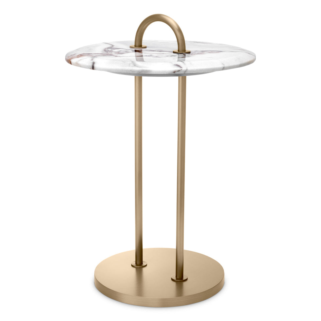 Side Table Zappa Brushed Brass Finish Marble Top Furniture Eichholtz
