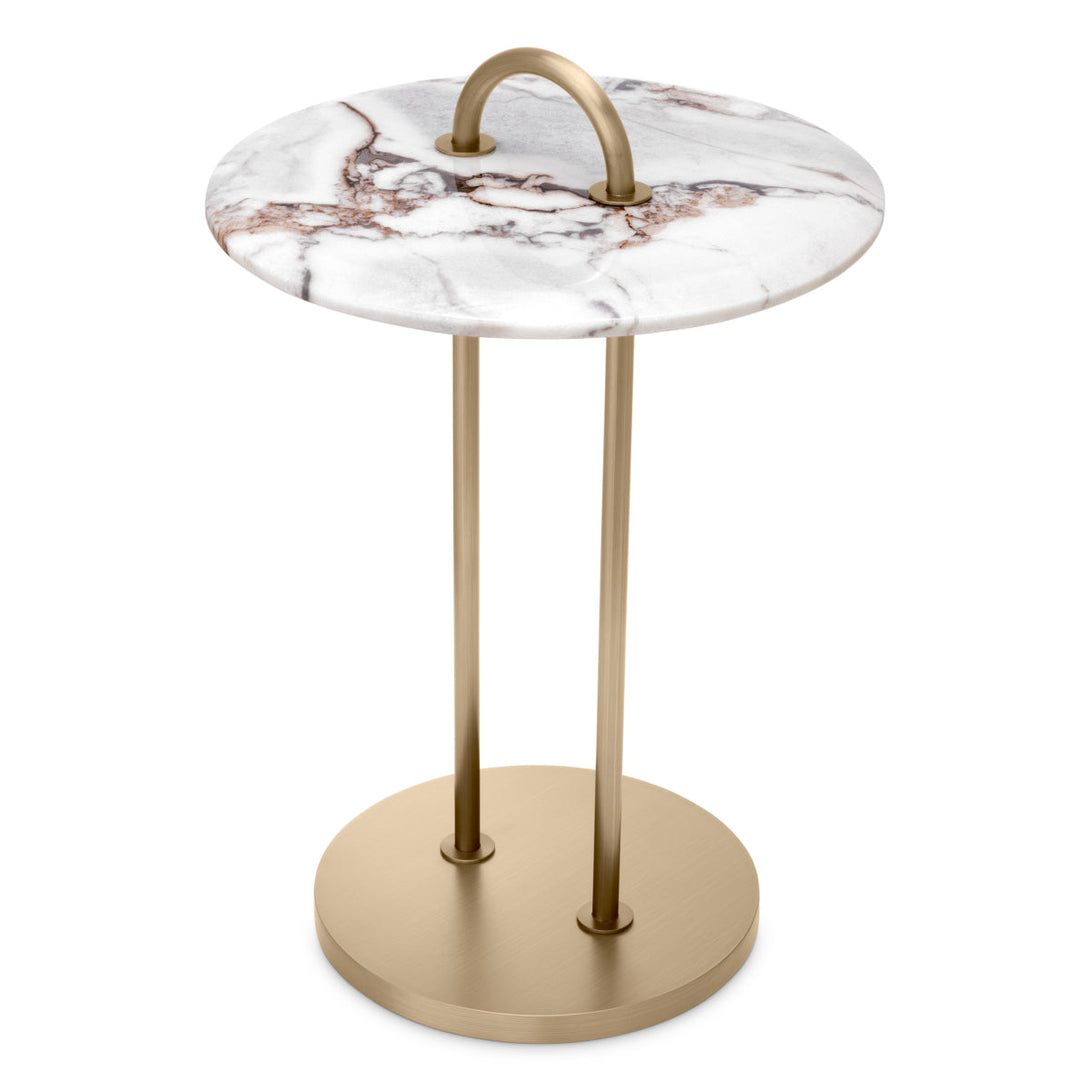 Side Table Zappa Brushed Brass Marble Top Furniture Eichholtz
