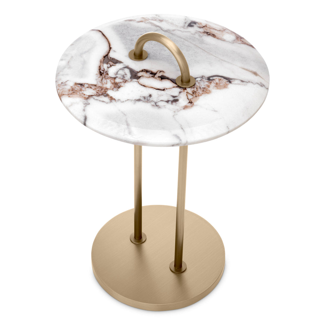 Side Table Zappa Brushed Brass Marble Top Furniture Eichholtz