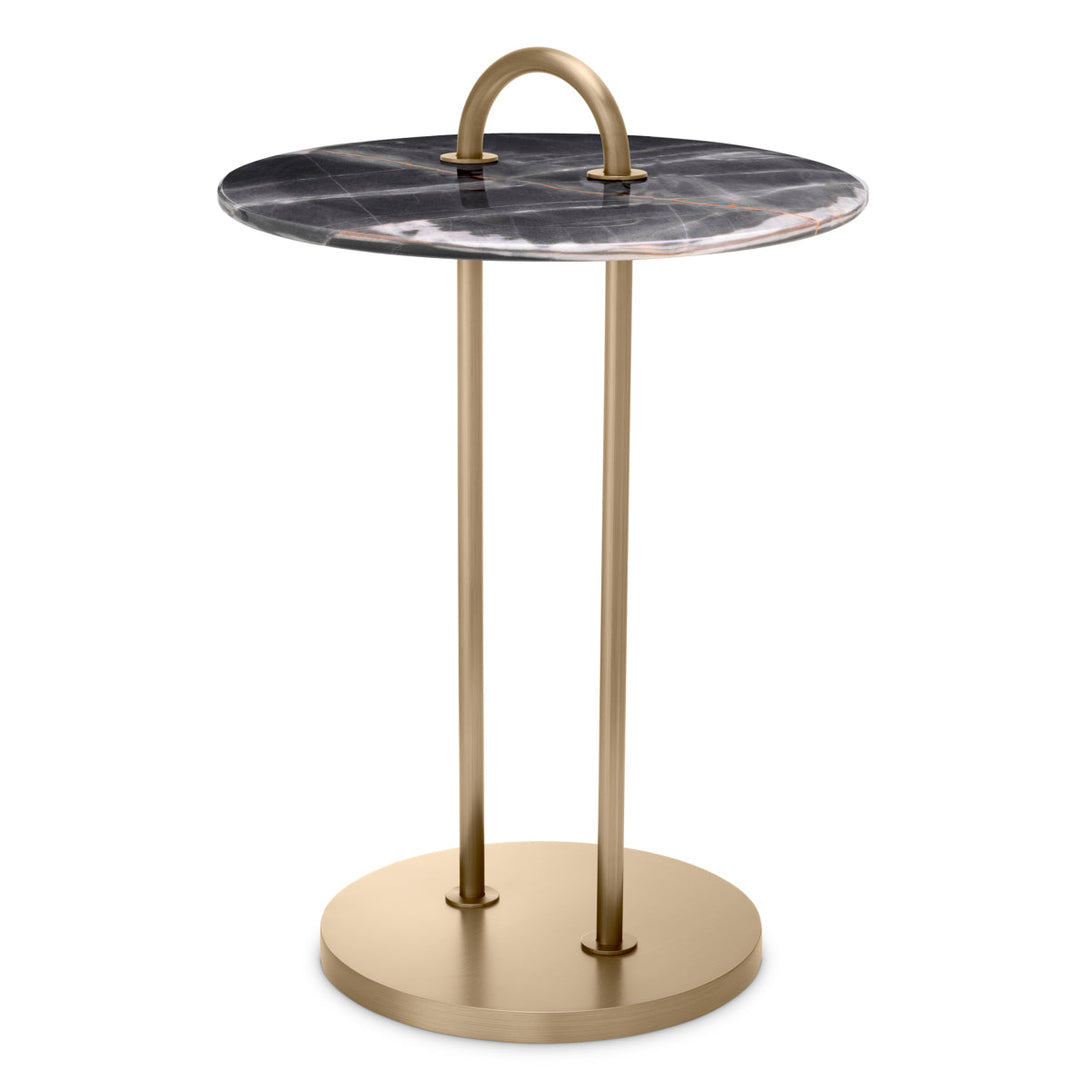 Side Table Zappa Brushed Brass Black Marble Top Furniture Eichholtz