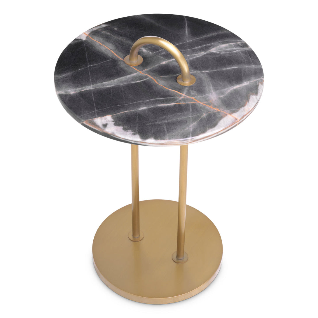Side Table Zappa Brushed Brass Black Marble Top Furniture Eichholtz