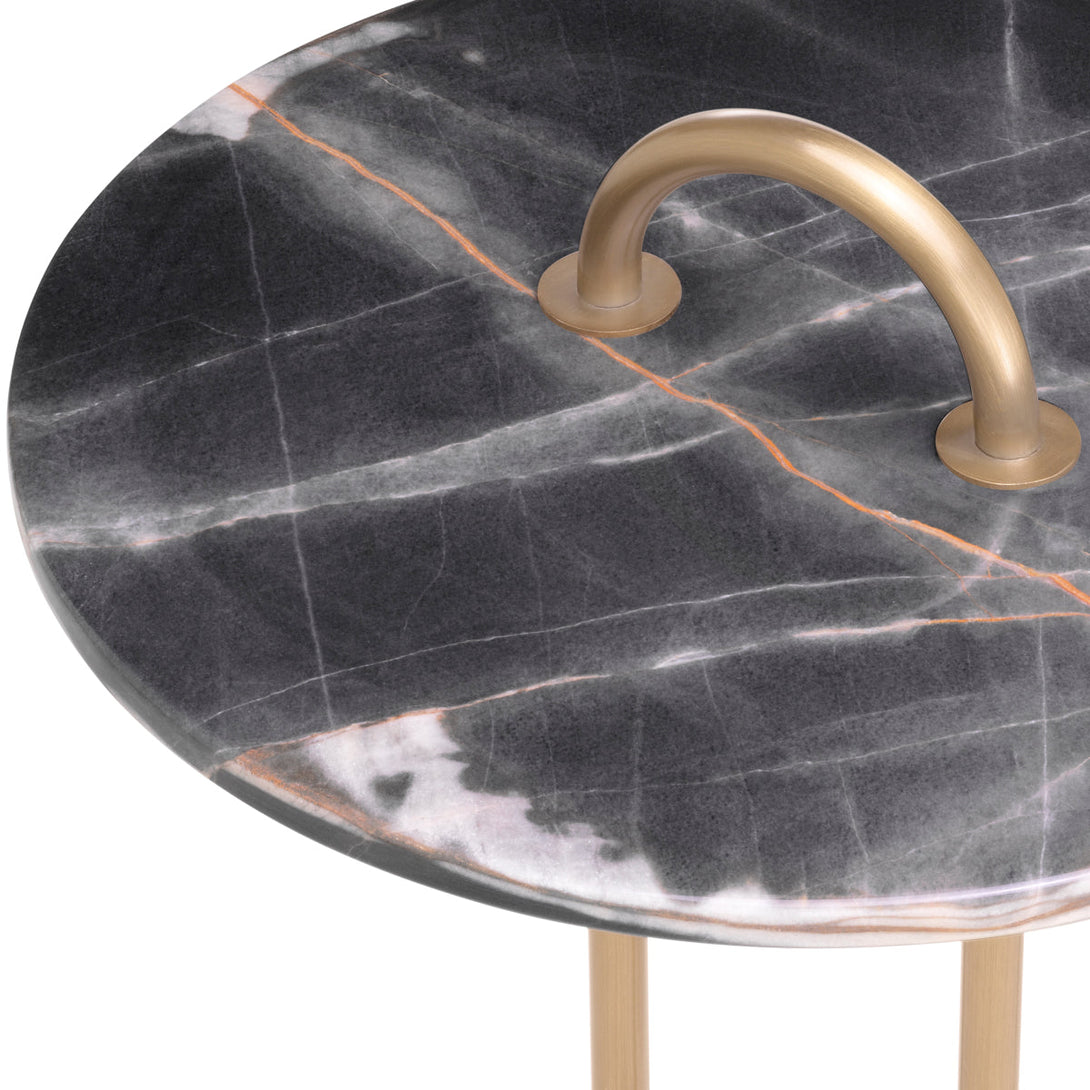 Side Table Zappa Brushed Brass Black Marble Top Furniture Eichholtz
