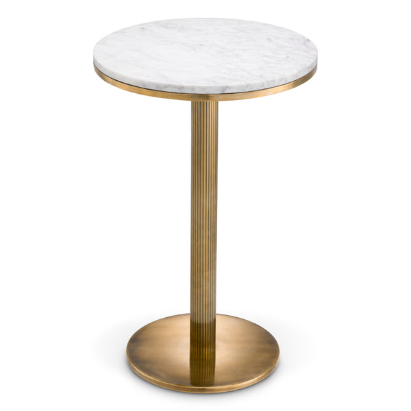Side Table Tavolara vintage brass finish white marble