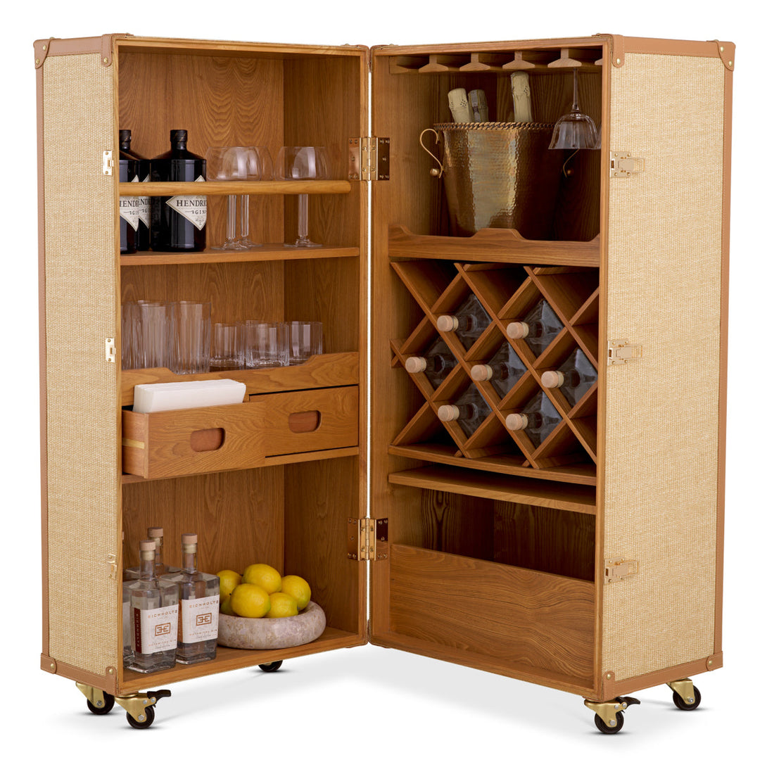 Bar Cabinet Martini Bianco Rattan Look - Image 1