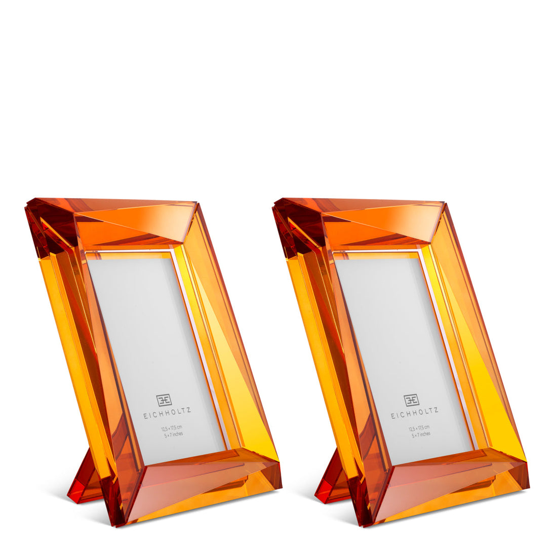 Picture Frame Obliquity L Set Of 2 Orange Crystal Glass Accessories Eichholtz