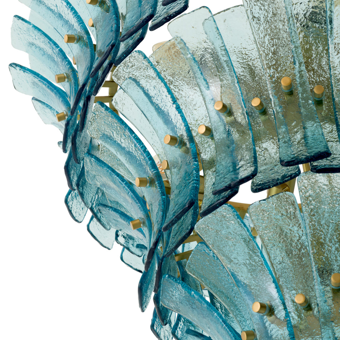 Chandelier Toscano Antique Brass Blue Glass Lighting Eichholtz