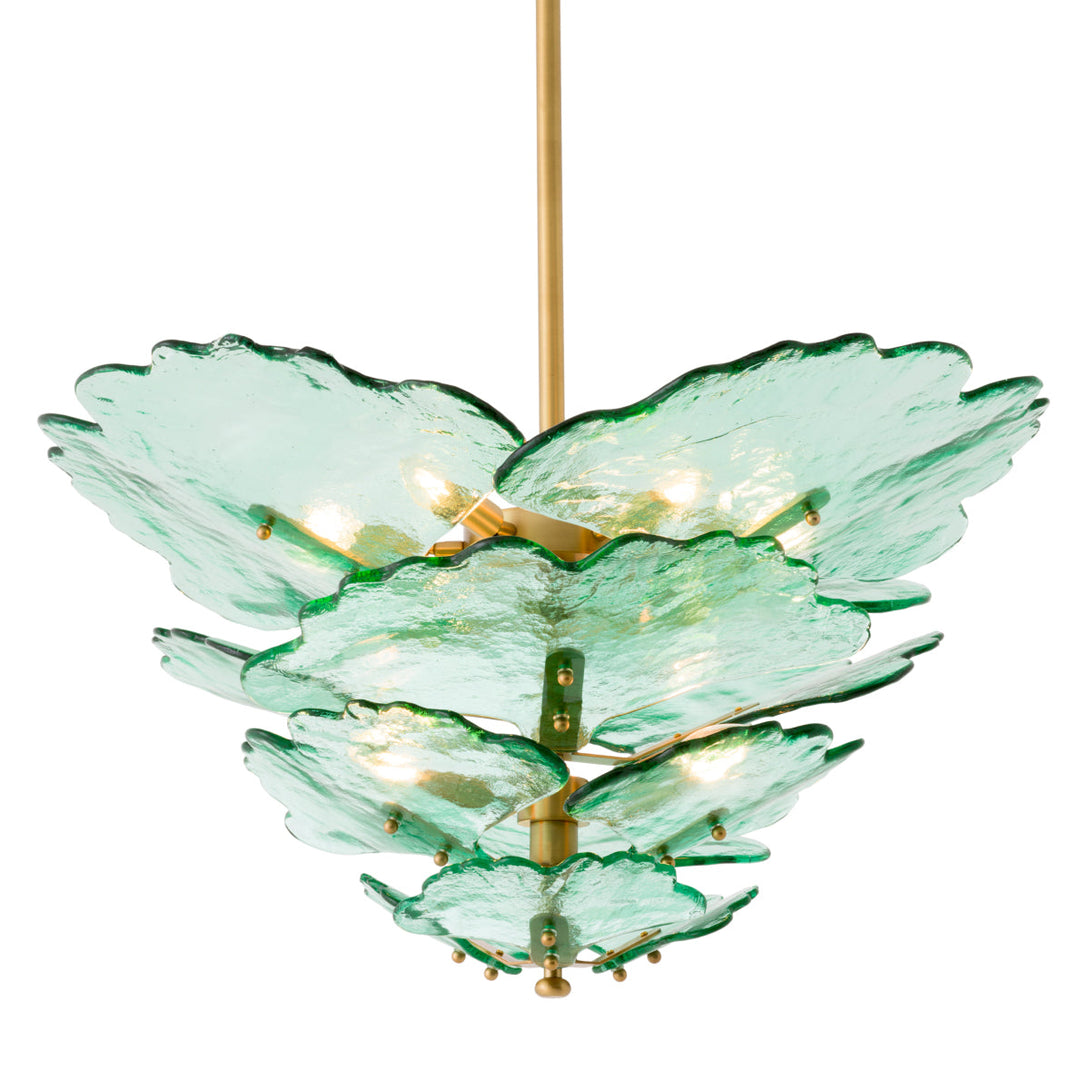 Chandelier Florina Antique Brass Green Glass Lighting Eichholtz