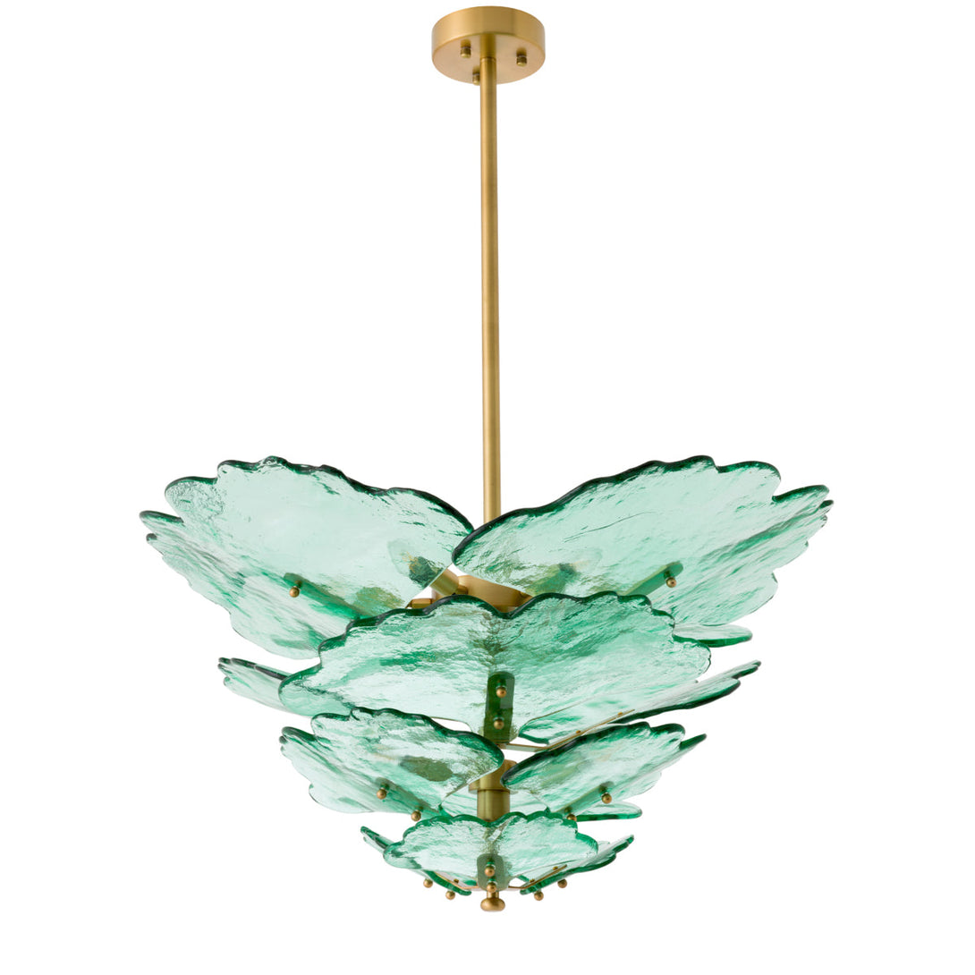 Chandelier Florina Antique Brass Green Glass Lighting Eichholtz