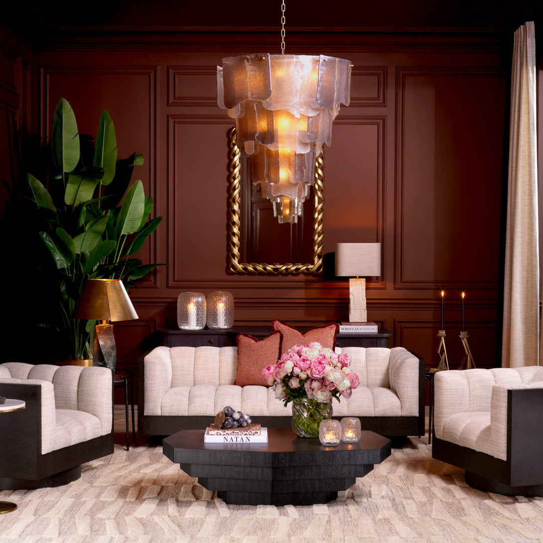 Chandelier Asinara L Antique Brass Smoke Glass Lighting Eichholtz