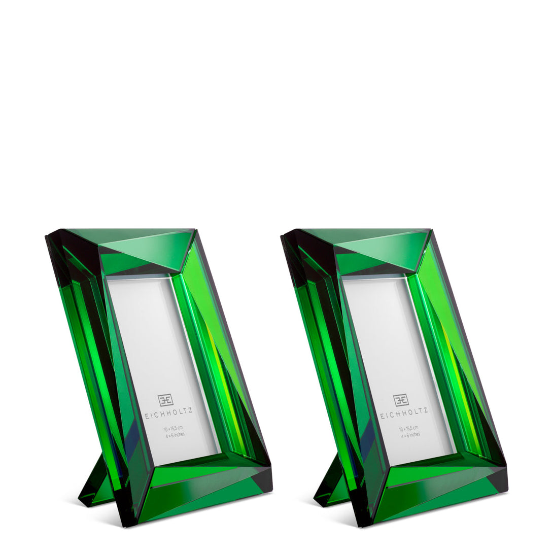 Picture Frame Obliquity S Set Of 2 Green Crystal Glass Accessories Eichholtz