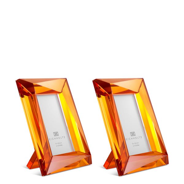Picture Frame Obliquity S Set Of 2 Orange Crystal Glass Accessories Eichholtz
