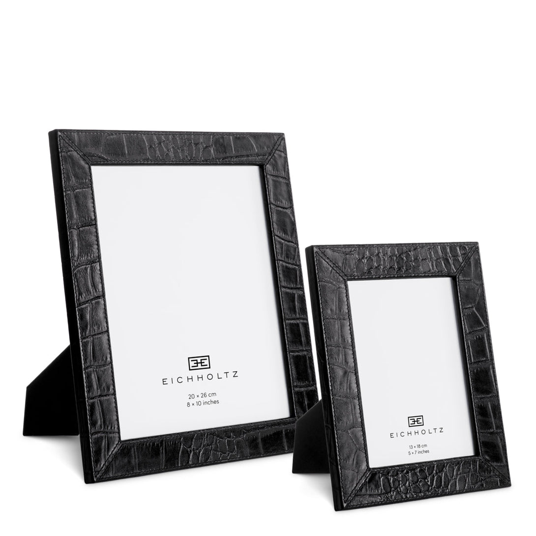 Picture Frame Scaleo Set Of 2 Croco Embossed Black Leather Accessories Eichholtz