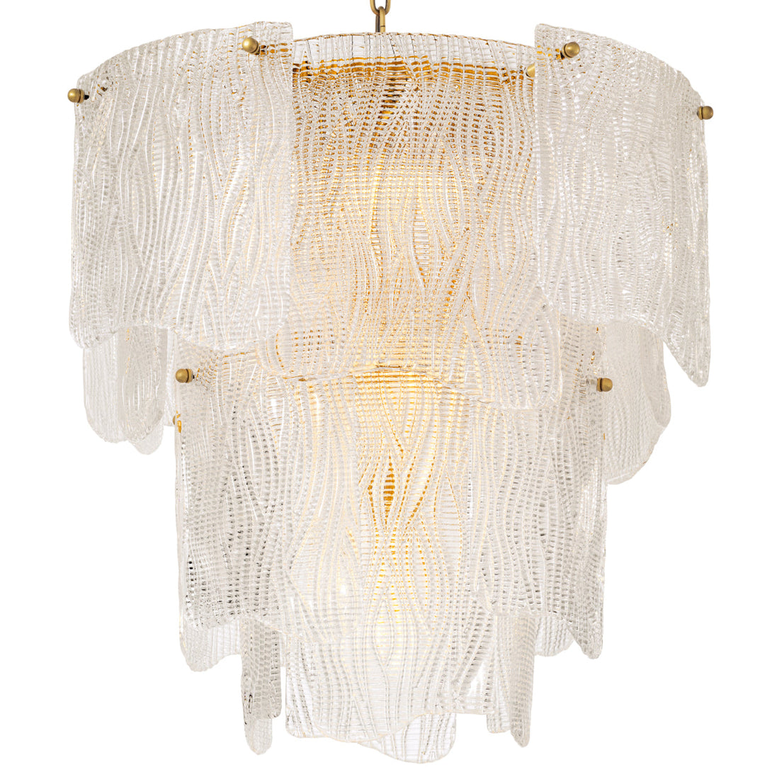 Chandelier Asinara S Antique Brass Textured Glass Lighting Eichholtz