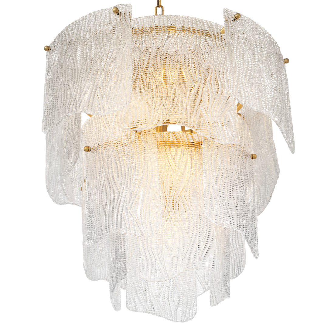 Chandelier Asinara S Antique Brass Textured Glass Lighting Eichholtz