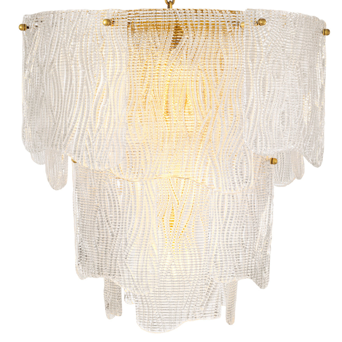 Chandelier Asinara S Antique Brass Textured Glass Lighting Eichholtz