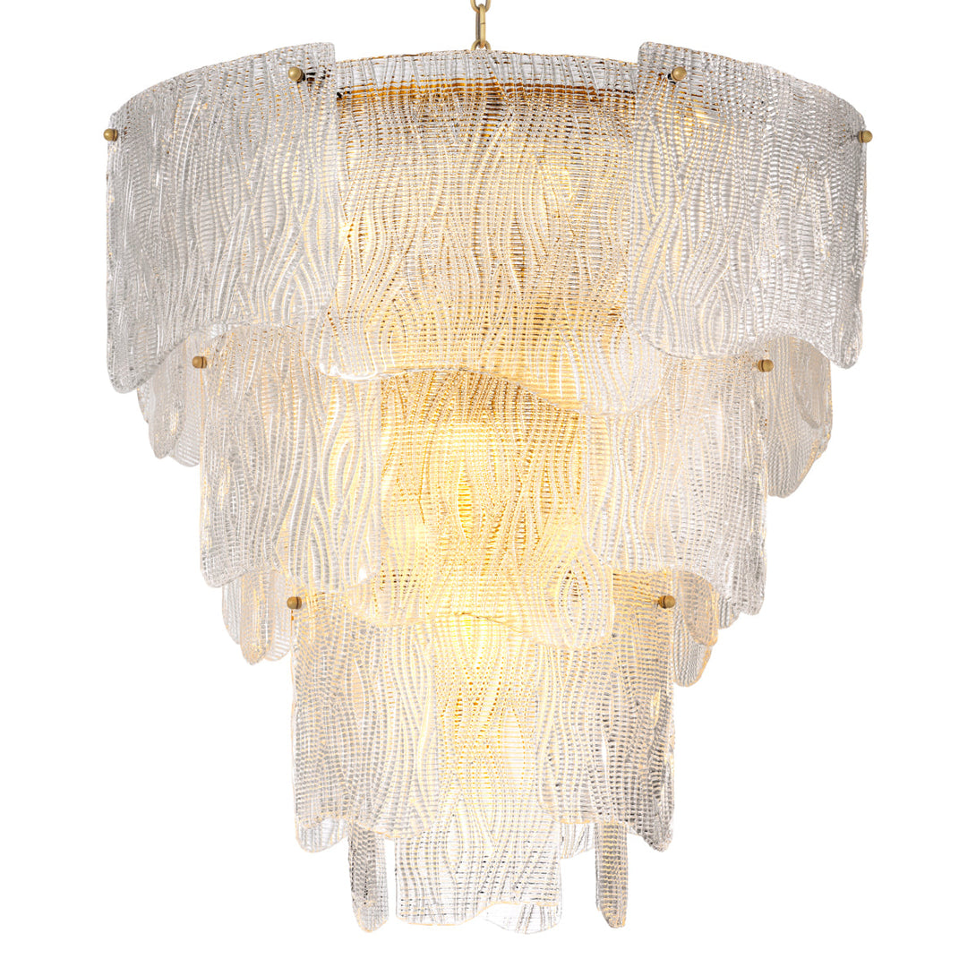 Chandelier Asinara L Antique Brass Textured Glass Lighting Eichholtz