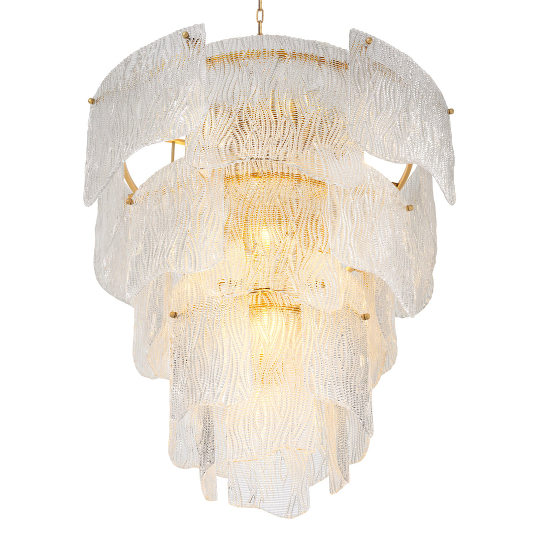 Chandelier Asinara L Antique Brass Textured Glass Lighting Eichholtz