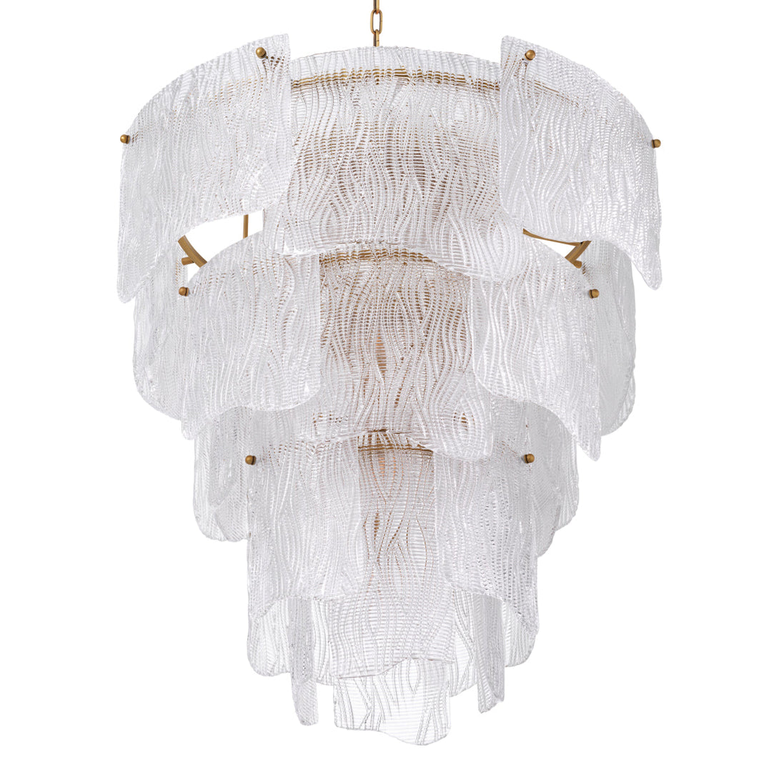 Chandelier Asinara L Antique Brass Textured Glass Lighting Eichholtz
