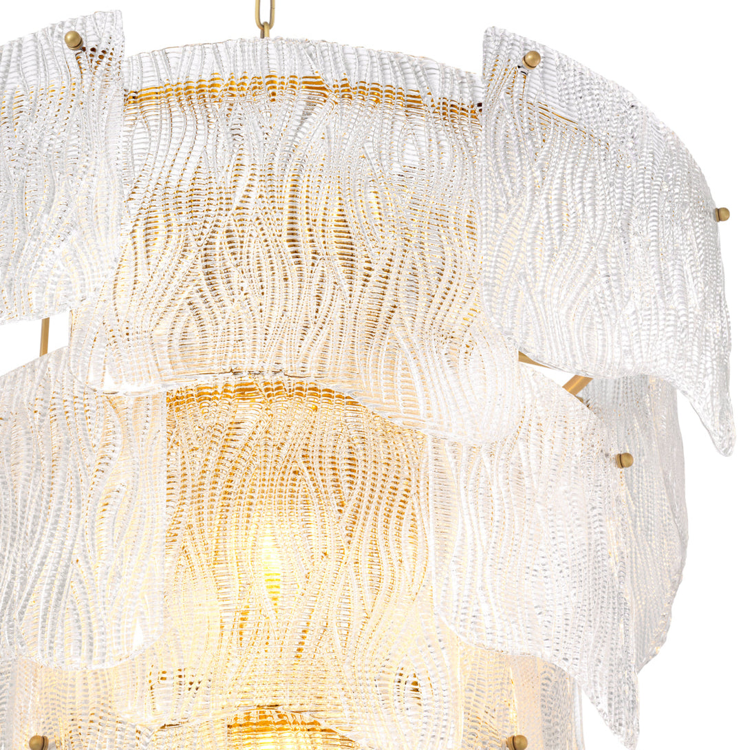 Chandelier Asinara L Antique Brass Textured Glass Lighting Eichholtz