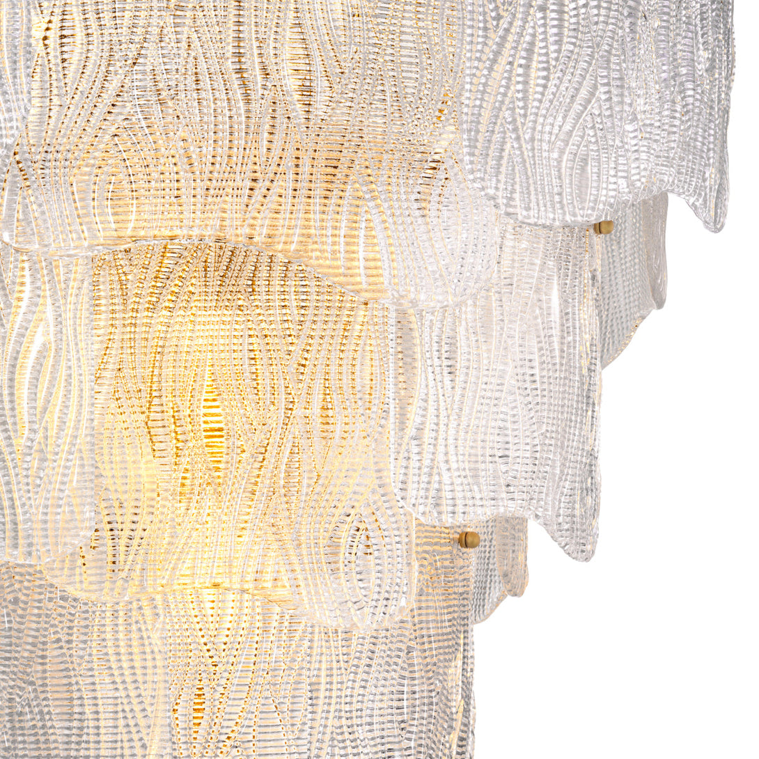 Chandelier Asinara L Antique Brass Textured Glass Lighting Eichholtz