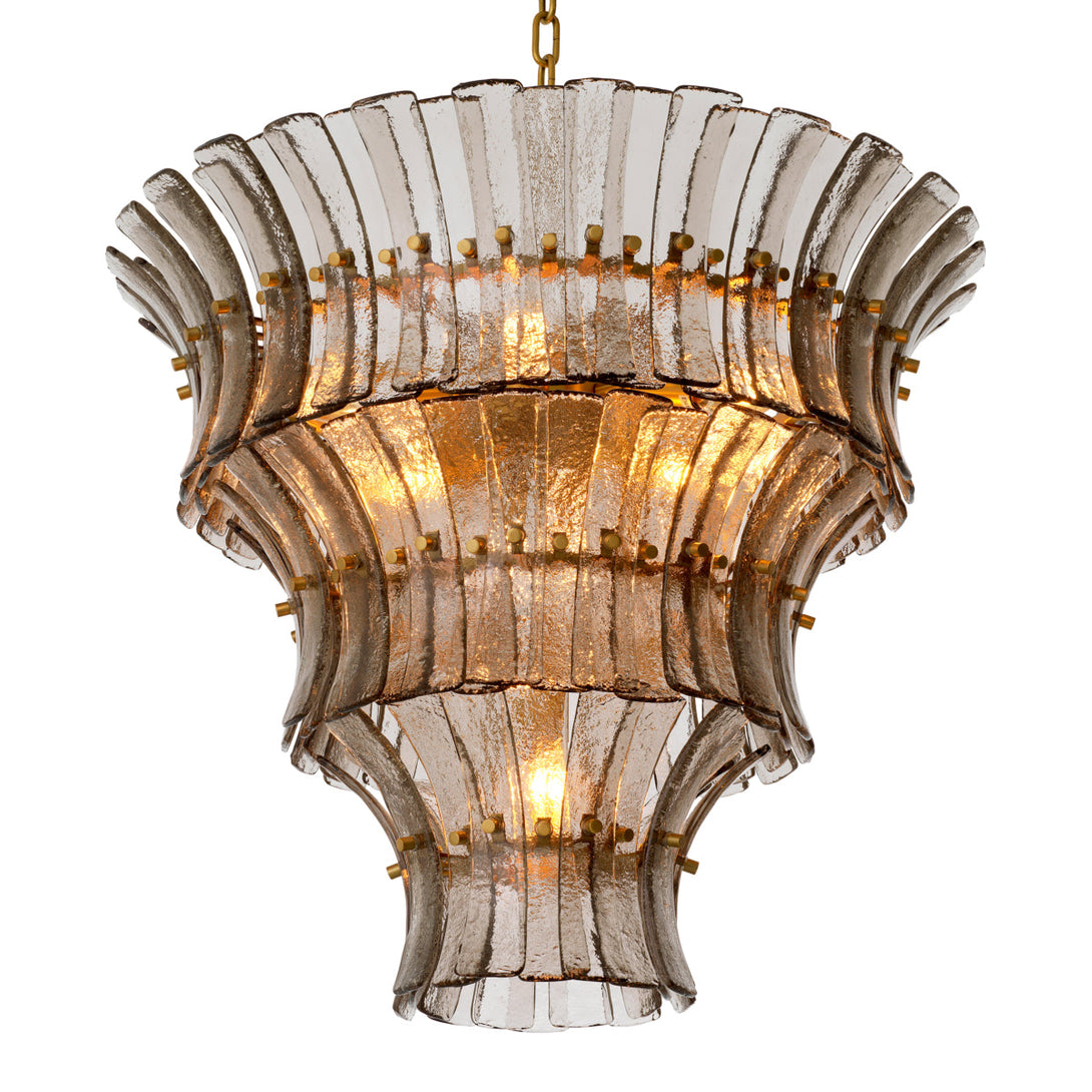 Chandelier Toscano Antique Brass Smoke Glass Lighting Eichholtz