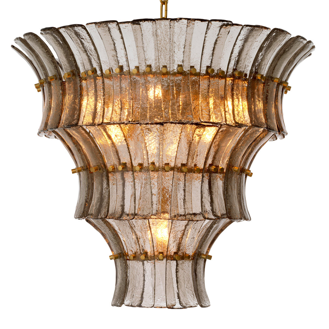 Chandelier Toscano Antique Brass Smoke Glass Lighting Eichholtz