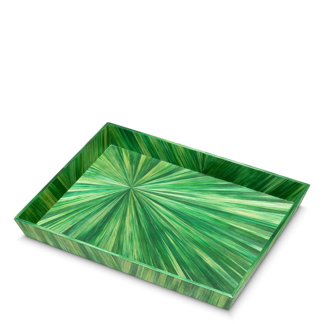 Desk Tray Harvard L Straw Marquetry Green Accessories Eichholtz