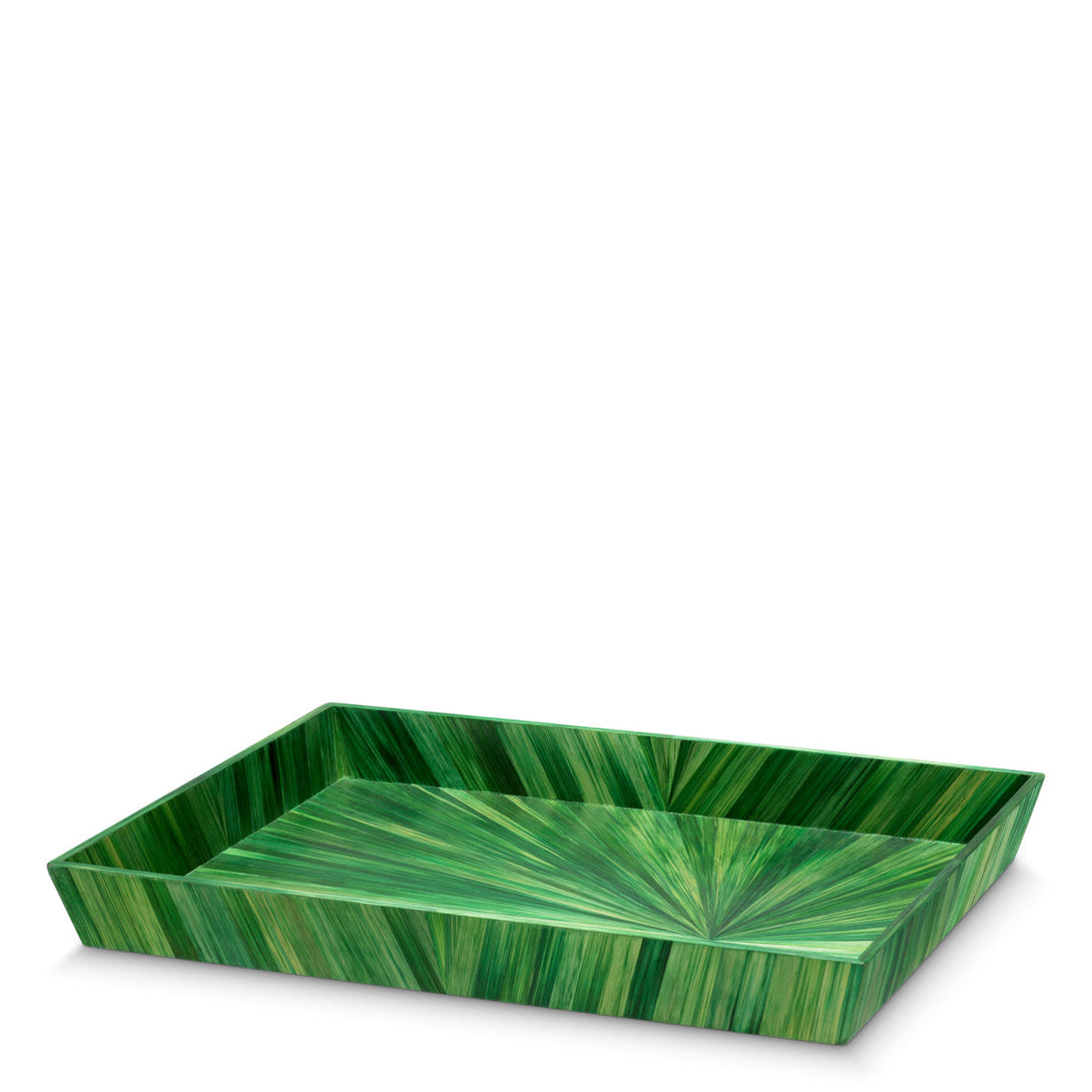 Desk Tray Harvard L Straw Marquetry Green Accessories Eichholtz