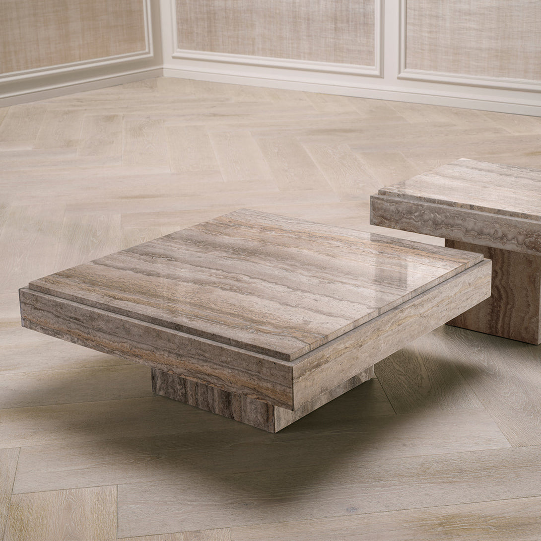 Coffee Table Sartoria Silver Travertine Furniture Eichholtz