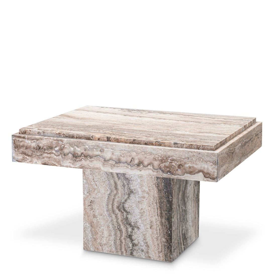 Side Table Sartoria Silver Travertine Furniture Eichholtz