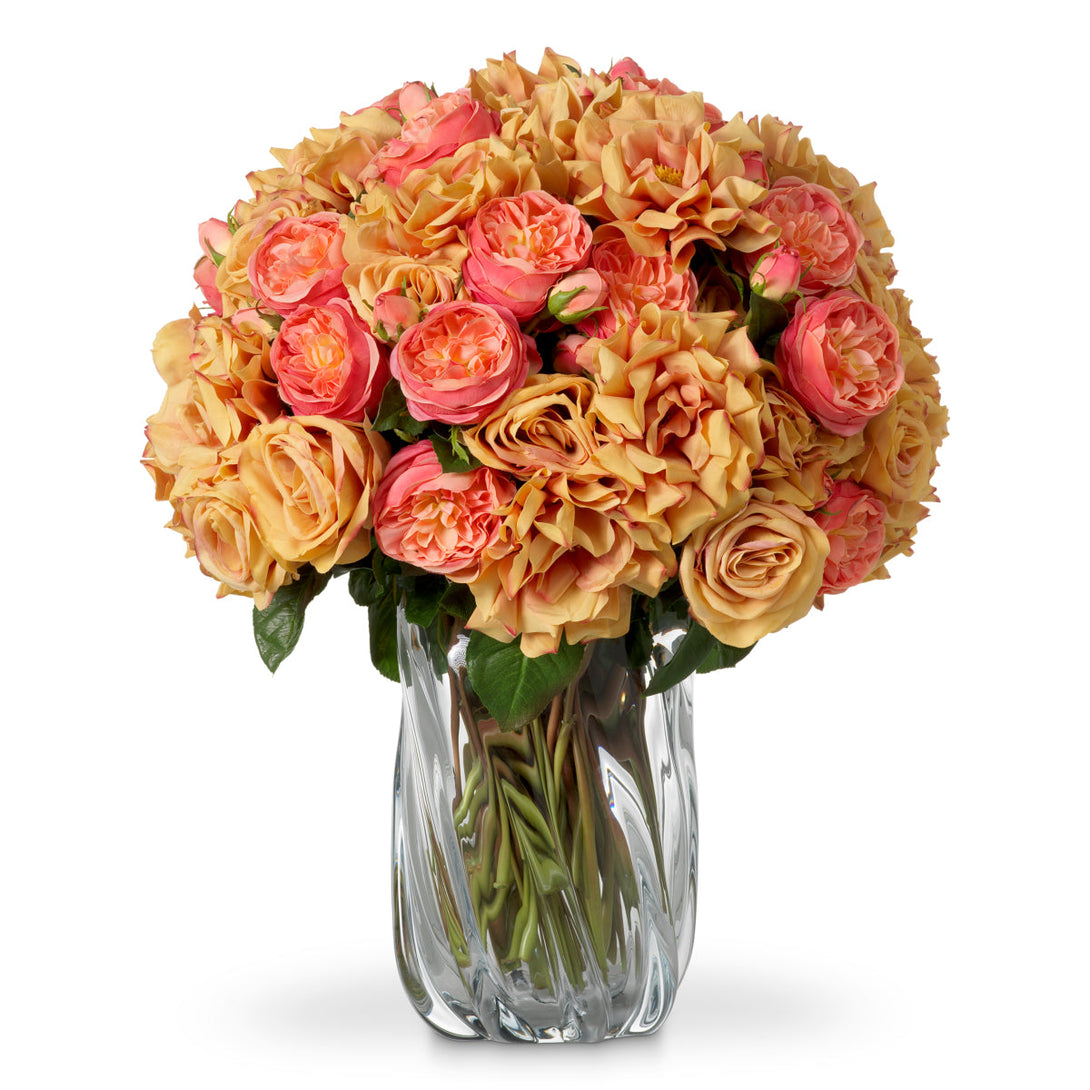 Bouquet Of Roses Real Touch 72 Pcs/3 Varieties Peach Tones Accessories Eichholtz