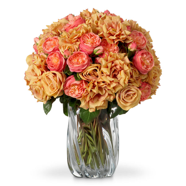 Bouquet Of Roses Real Touch 72 Pcs/3 Varieties Peach Tones Accessories Eichholtz