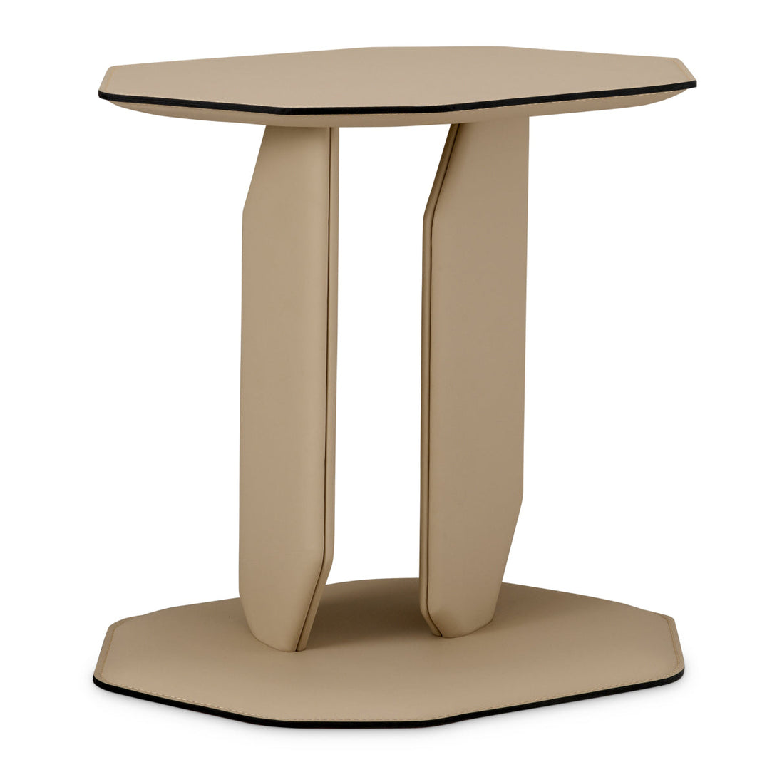 Side Table Maurizio Light Brown Faux Leather Furniture Eichholtz