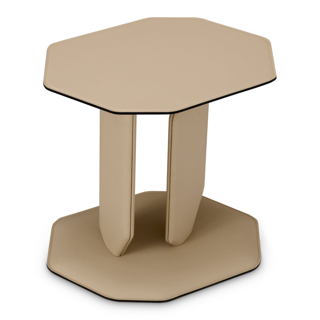 Side Table Maurizio Light Brown Faux Leather Furniture Eichholtz