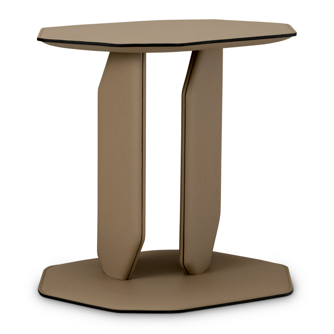 Side Table Maurizio Brown Faux Leather Furniture Eichholtz