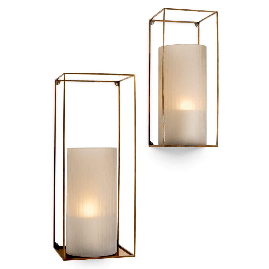 Wall Rack Deco Rectangular Set Of 2 Vintage Brass Finish Accessories Eichholtz