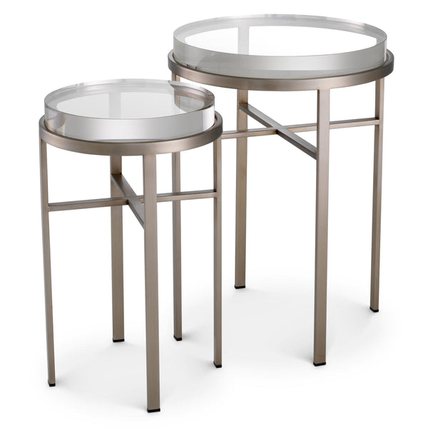 Side Table Hoxton Set Of 2 Brushed Steel Finish Furniture Eichholtz