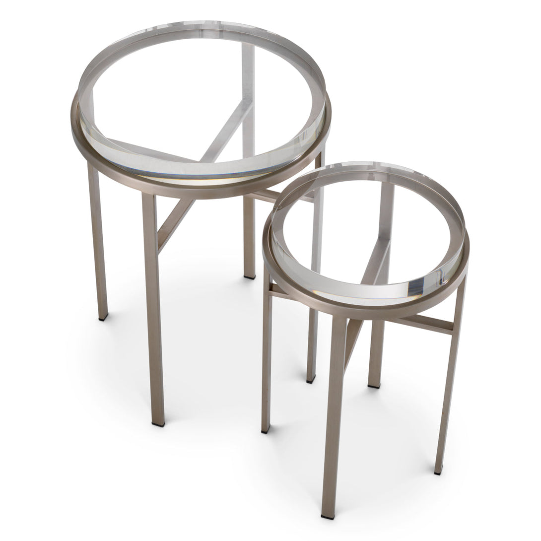 Side Table Hoxton Set Of 2 Brushed Steel Finish Furniture Eichholtz