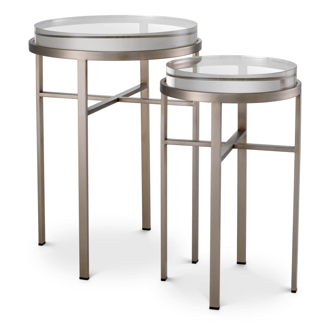 Side Table Hoxton Set Of 2 Brushed Steel Finish Furniture Eichholtz